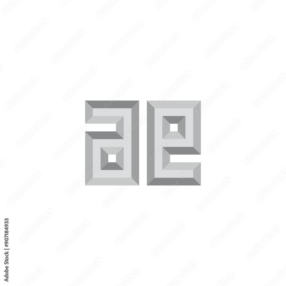 Letter ae silver, 3d geometric symbol simple logo vector Letter ae silver, 3d geometric symbol simple logo vector