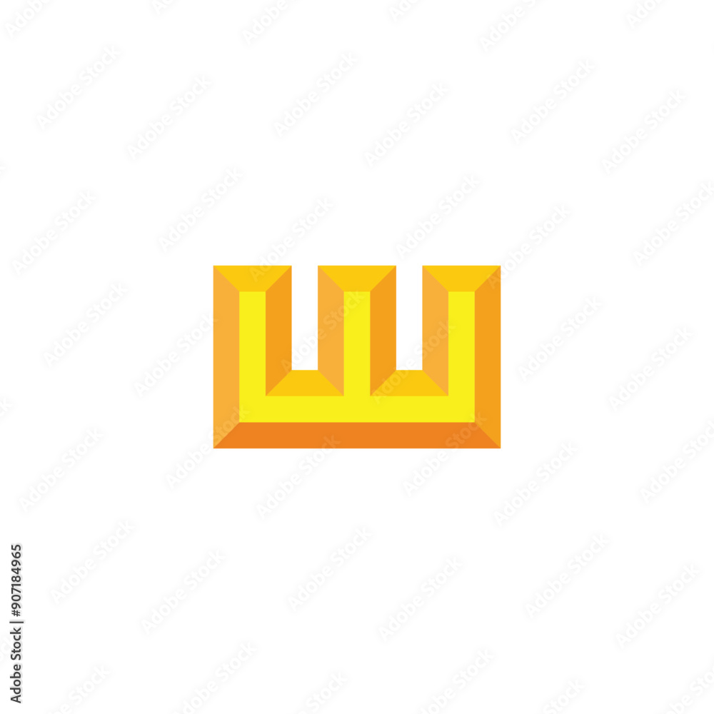 Letter w gold, 3d geometric symbol simple logo vector Letter w gold, 3d geometric symbol simple logo vector