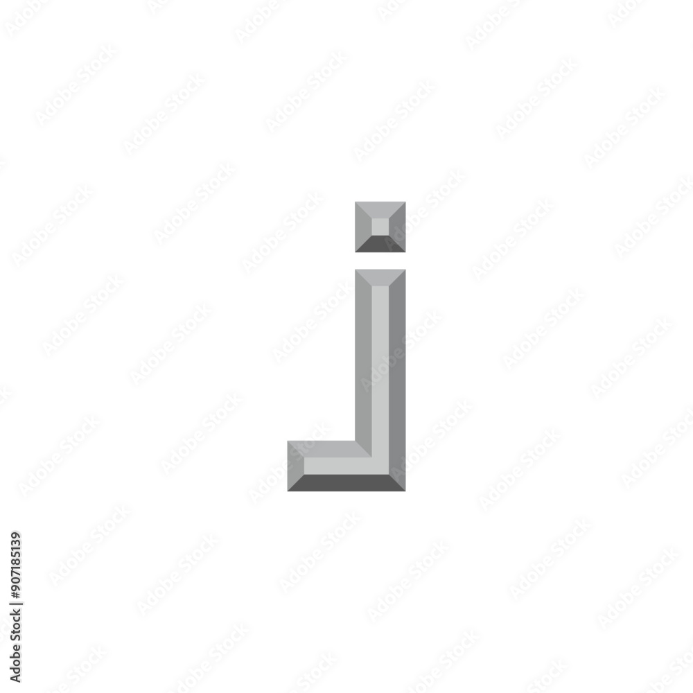 Letter j silver, 3d geometric symbol simple logo vector Letter j silver, 3d geometric symbol simple logo vector