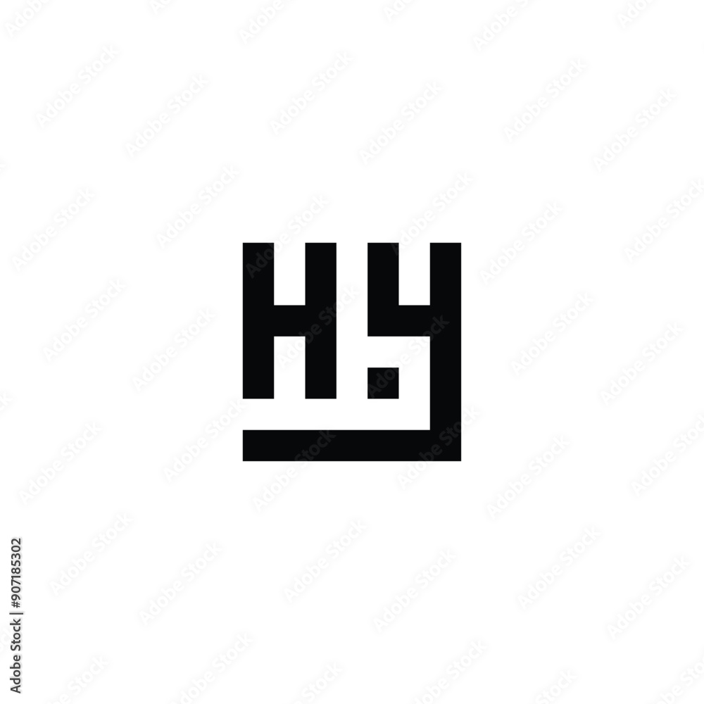 Letter Hy square dot geometric symbol simple logo vector
