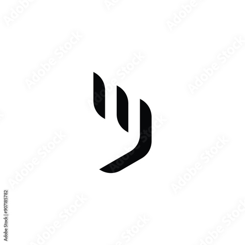 Letter m J y leaves geometric symbol simple logo vector