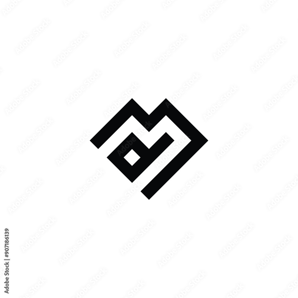 Letter d and M heart, square geometric symbol simple logo vector Letter d and M heart, square geometric symbol simple logo vector