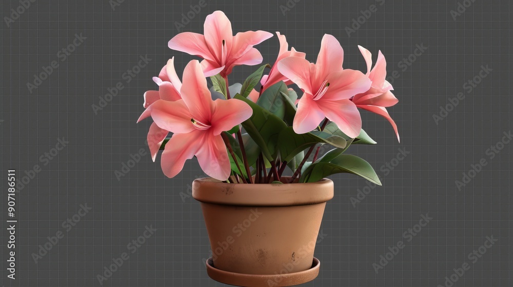 Group of colorful flowers in clay pot isolated on white Group of colorful flowers in clay pot isolated on white