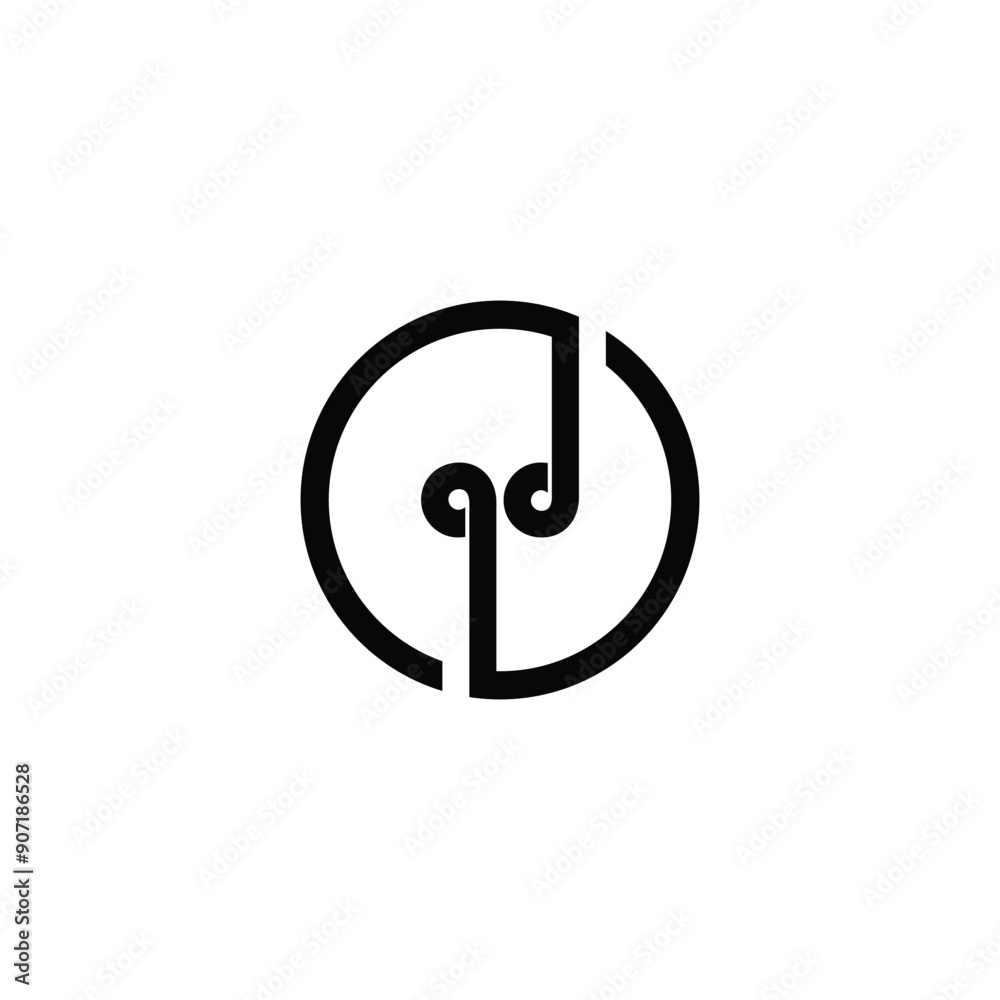 Letter qd circle, rounded geometric symbol simple logo vector Letter qd circle, rounded geometric symbol simple logo vector