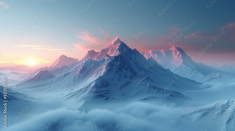 Snowy Mountain Peak Illustration Snowy Mountain Peak Illustration