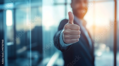 Corporate professional holding a digital icon of a handshake, symbolizing successful negotiation