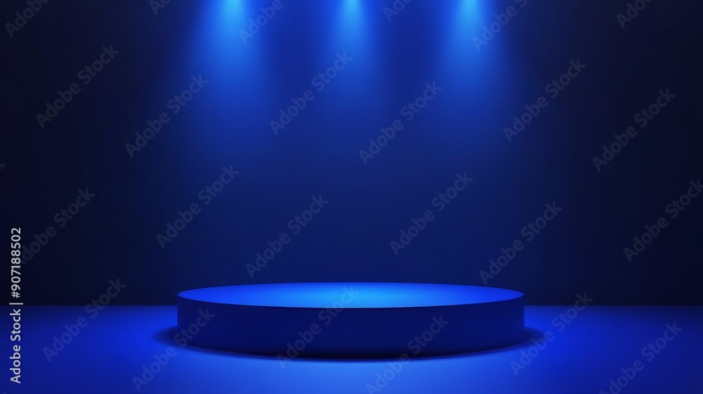 Fototapeta premium Gradient blue podium with soft edges, futuristic feel