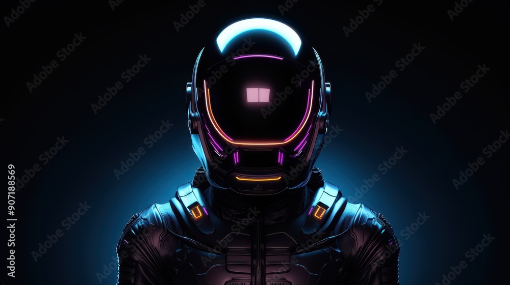 A Futuristic Astronaut in a Glowing Helmet A Futuristic Astronaut in a Glowing Helmet