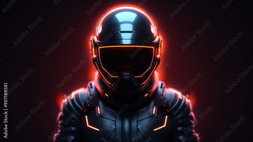 Futuristic Space Suit with Glowing Orange Details