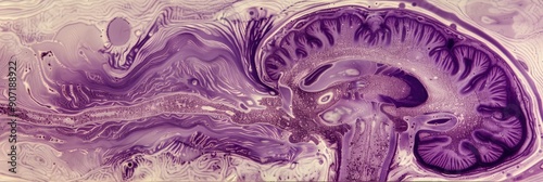 Hippocampus allocortex displaying the Ammon horn curved open to the right the dentate gyrus curved open to the left and the fimbria of hippocampus at the base Stained with Cresyl violet photo