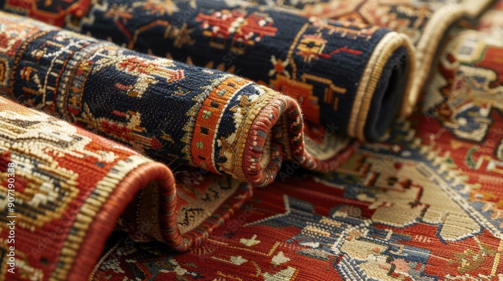 A detailed view of a rug on a table with no distractions