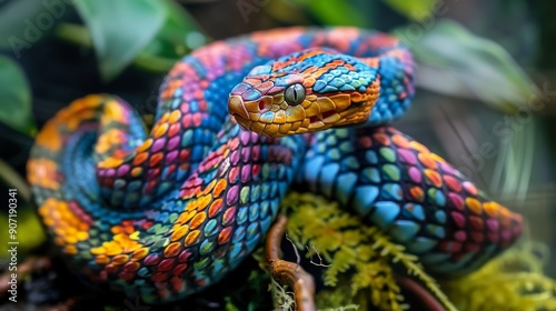 Snake symbol of 2025. Merry Christmas and Happy New Year concept. Selective focus background and copy space