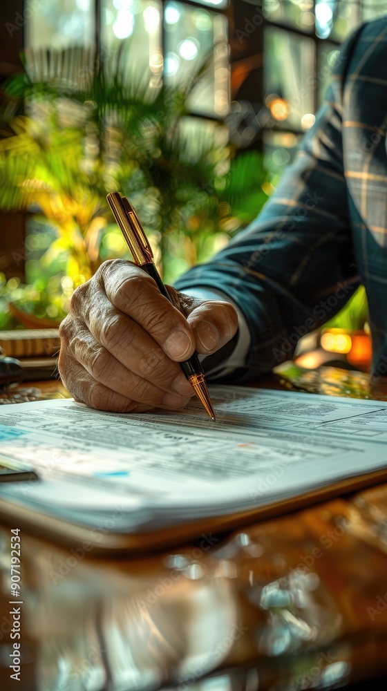 Estate lawyer reviewing tax forms with error marks, estate tax, meticulous tax correction Estate lawyer reviewing tax forms with error marks, estate tax, meticulous tax correction