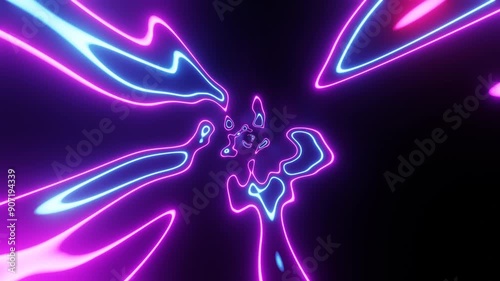 3d VJ loop neon purple-blue compilation abstract background