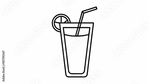 Long drink, cocktail line icon. Editable stroke stock illustration