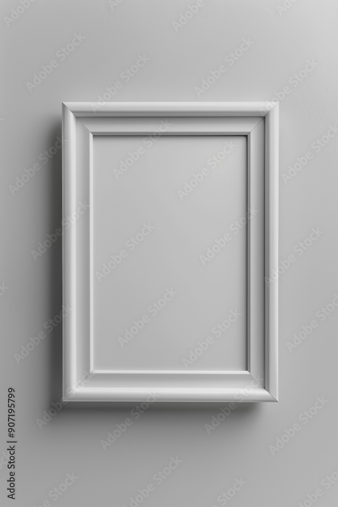 Minimalist empty white frame on a wall creating a clean, modern art gallery vibe
