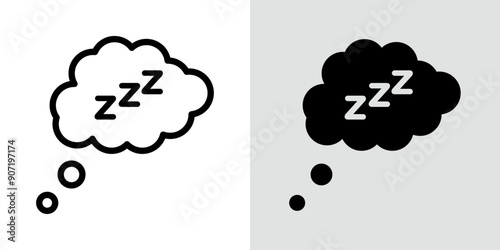 Zzz icon Black line art vector logo set