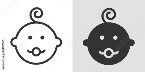 Baby icon Black line art vector logo set