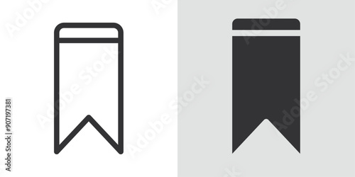 Bookmark icon Black line art vector logo set