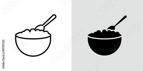 Cereal icon Black line art vector logo set