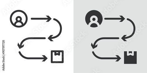 Customer journey icon Black line art vector logo set