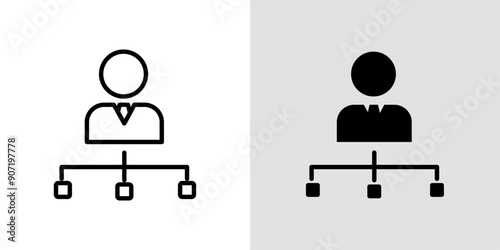 Department head icon Black line art vector logo set