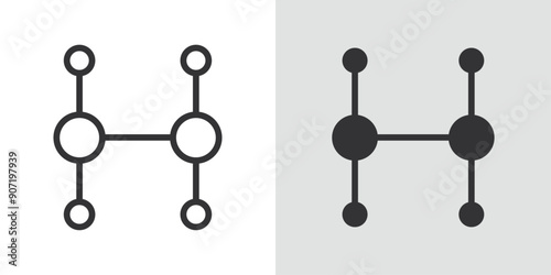 Ethylene molecule icon Black line art vector logo set