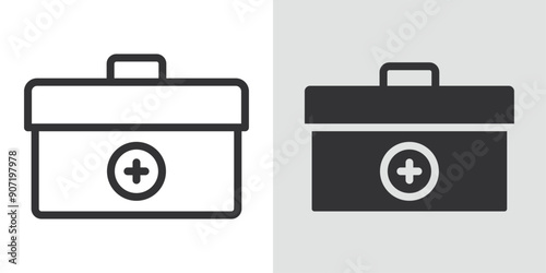 First aid box icon Black line art vector logo set
