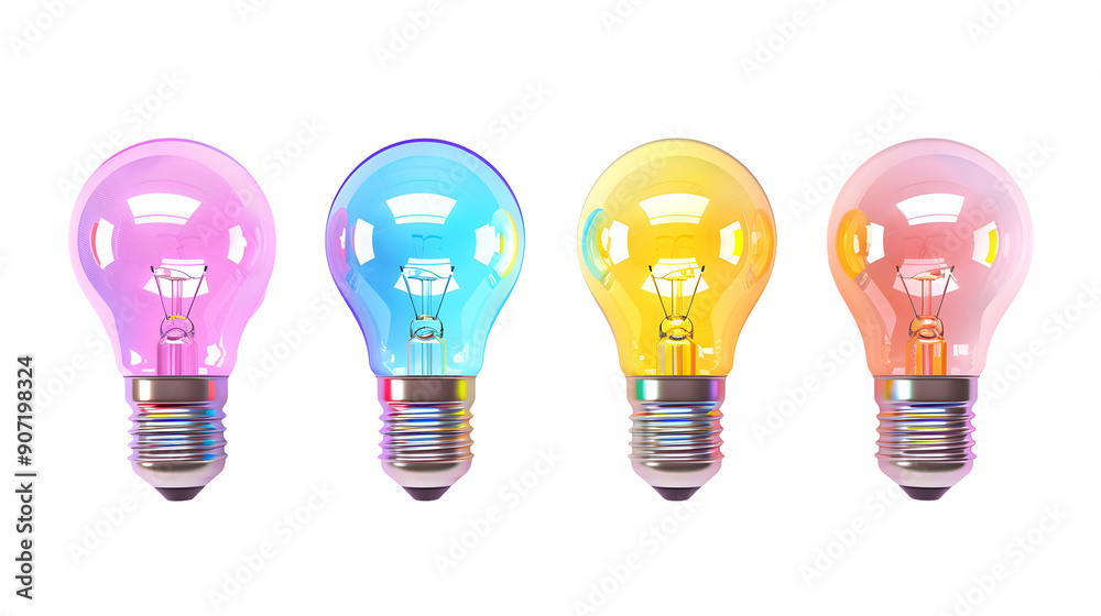 Set of color led light bulb Isolated on Transparent Background Set of color led light bulb Isolated on Transparent Background