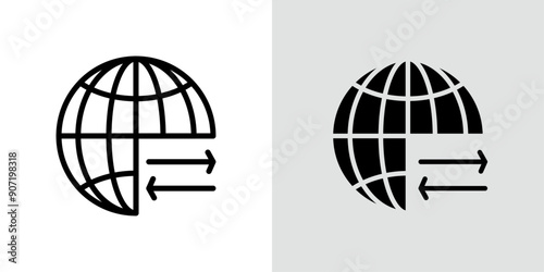 Import export icon Black line art vector logo set