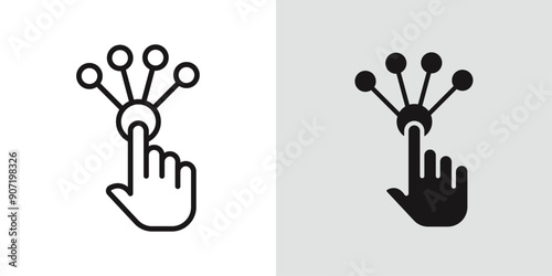 Interaction icon Black line art vector logo set