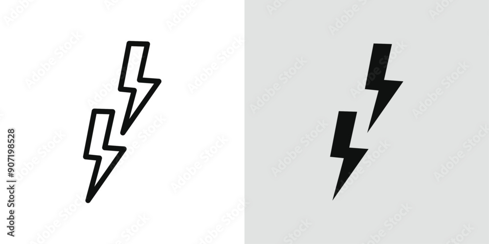 Lightning icon Black line art vector logo set Lightning icon Black line art vector logo set