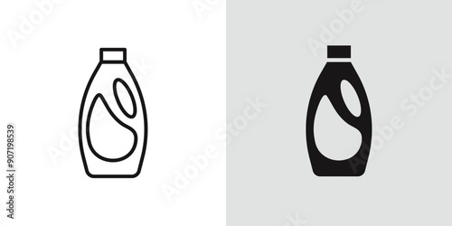 liquid detergent icon Black line art vector logo set