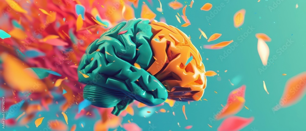 Fototapeta premium A vibrant illustration of brain food causing a mental explosion