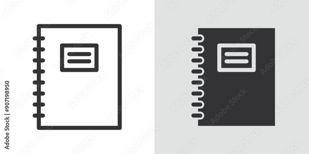 Notebook icon Black line art vector logo set