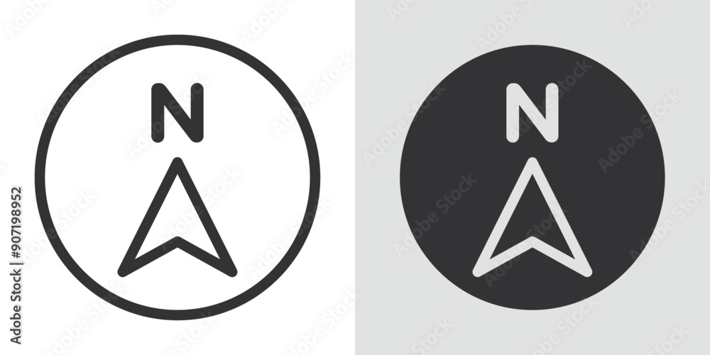 North icon Black line art vector logo set North icon Black line art vector logo set