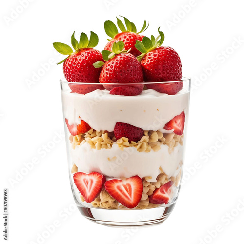 Delicious Strawberry Parfait Isolated on Transparent Background