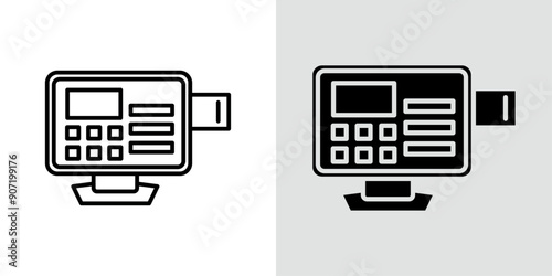 POS system icon Black line art vector logo set