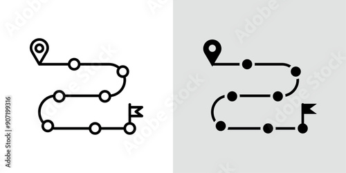 Roadmap icon Black line art vector logo set