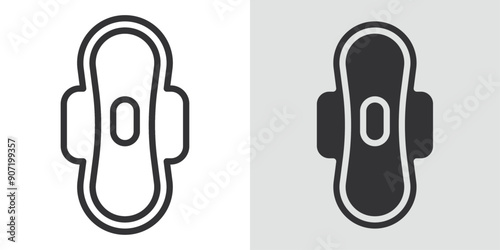 Sanitary pad icon Black line art vector logo set