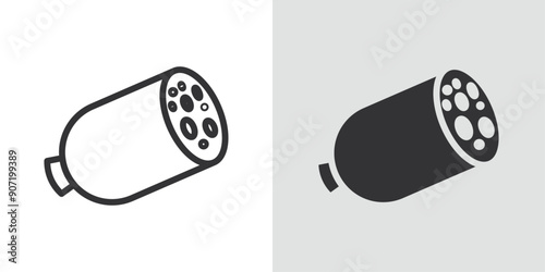 Sausage salami icon Black line art vector logo set