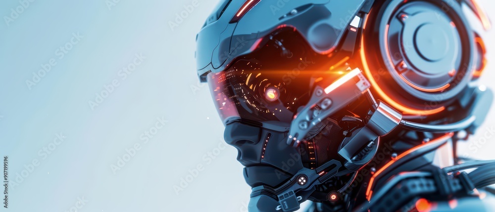 An ultramodern robot human stands in a supernatural scene An ultramodern robot human stands in a supernatural scene
