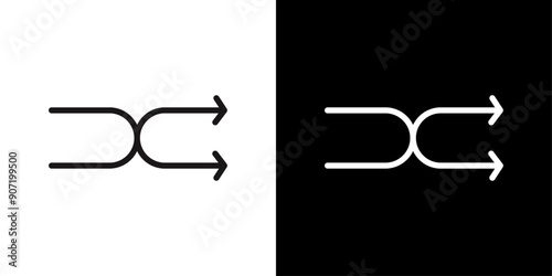 Shuffle arrow icon Black line art vector logo set