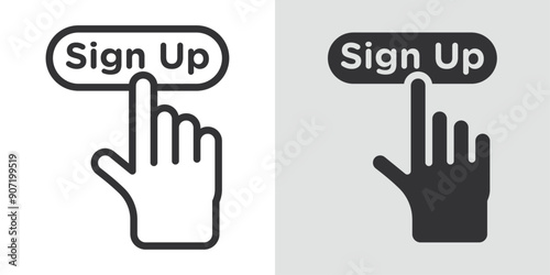 Signup icon Black line art vector logo set