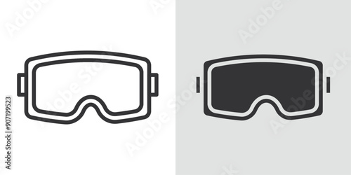 Ski goggles icon Black line art vector logo set