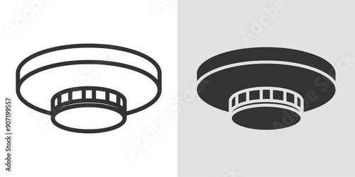 Smoke detector icon Black line art vector logo set