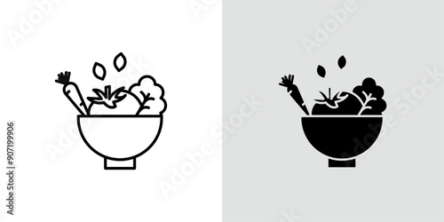 Vegetarian food icon Black line art vector logo set