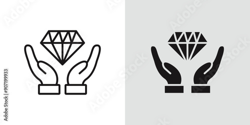 Value icon Black line art vector logo set