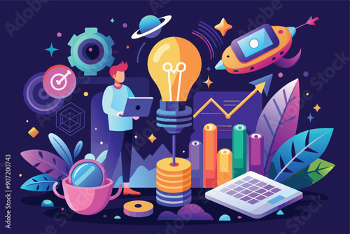 A Man Using a Laptop to Achieve Growth Through Innovation and Ideas
