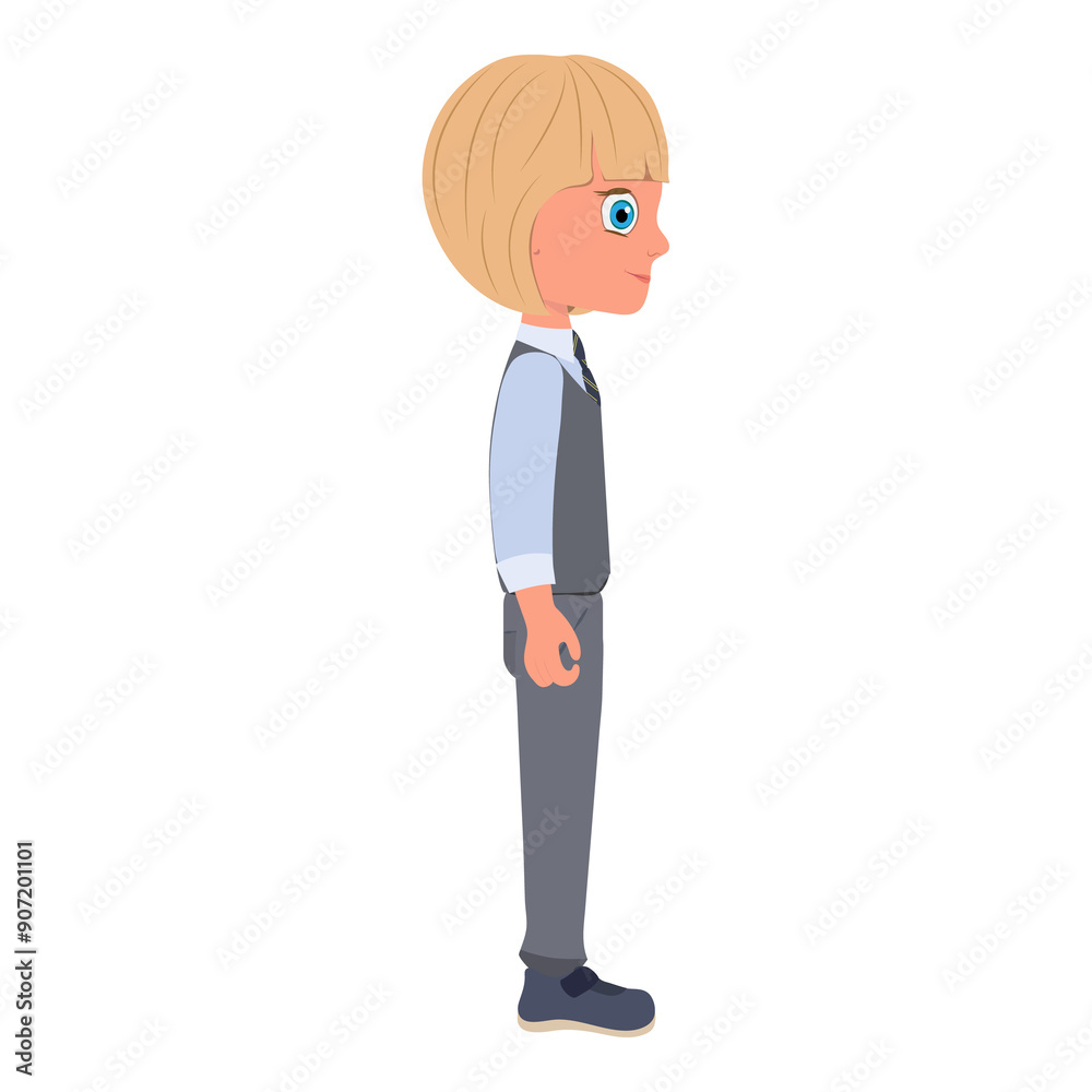 Flat Illustration of Schoolboy Wearing School Uniform and Holding a Book. Item 1 Flat Illustration of Schoolboy Wearing School Uniform and Holding a Book. Item 1